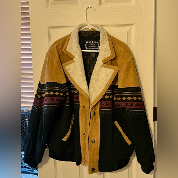 Casual Outfitters Other - Tan and Black Bomber Jacket with Southwestern Style
